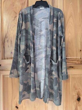 Sweet Lovely Woman’s Long Sleeve Open Cardigan Long Size XL Camo R